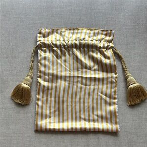 Brand New High End White Gold Silk Drawstring Bag (Large Curtain Tassels Detail)